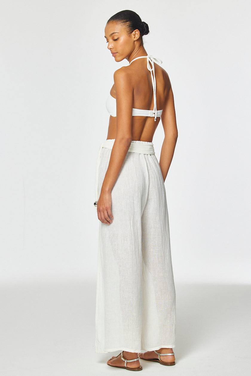 THE FARRAH WRAP PANT in WHITE GAUZE