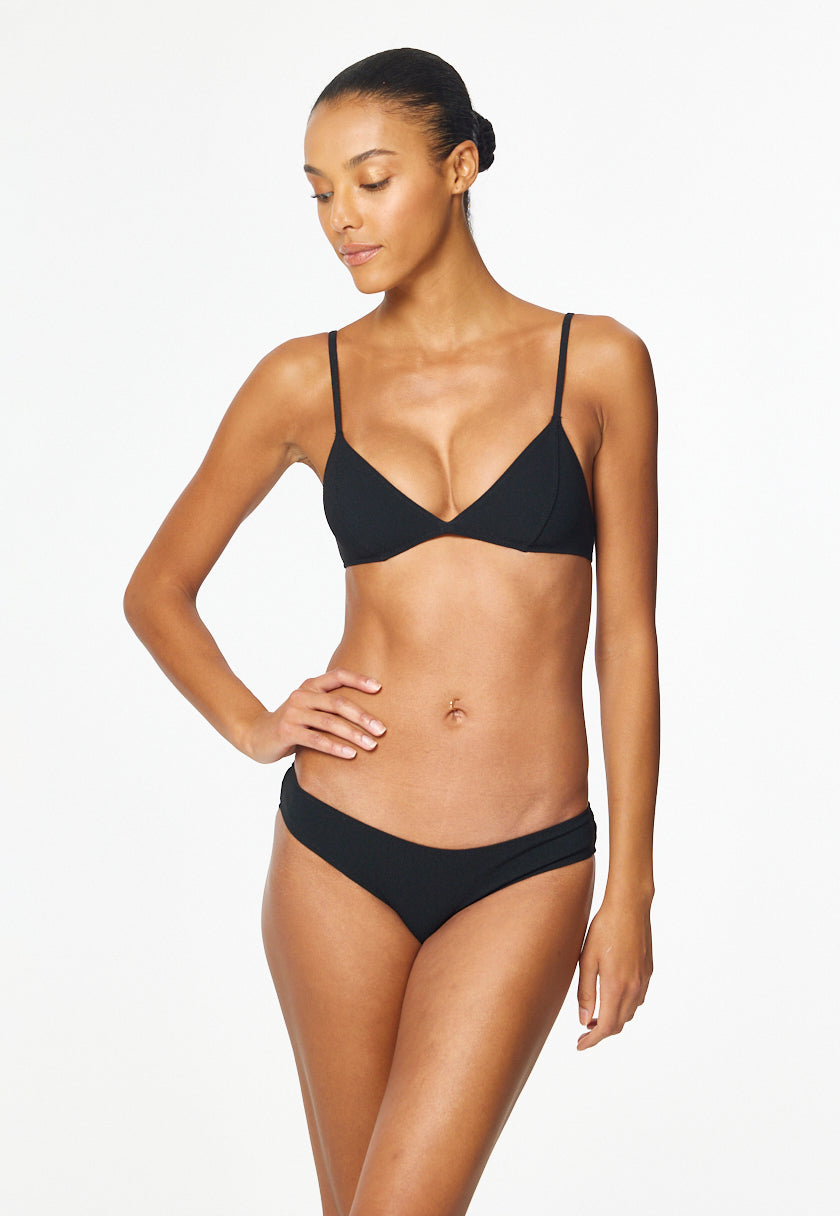 THE GIOVANNA BIKINI in BLACK TEXTURED JACQUARD