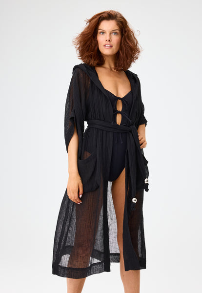 THE DRESSING GOWN in BLACK SORRENTO GAUZE
