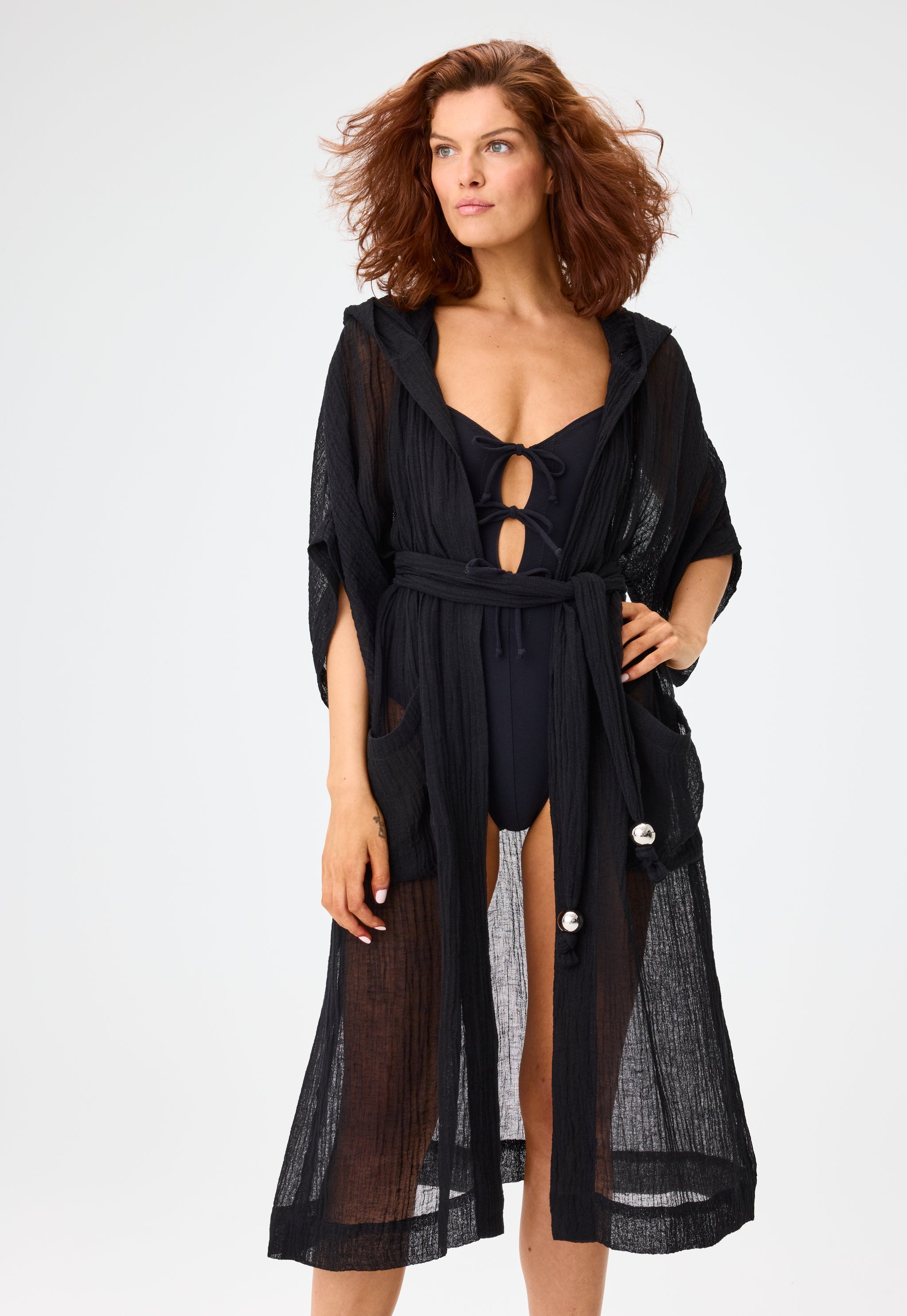 THE DRESSING GOWN in BLACK SORRENTO GAUZE