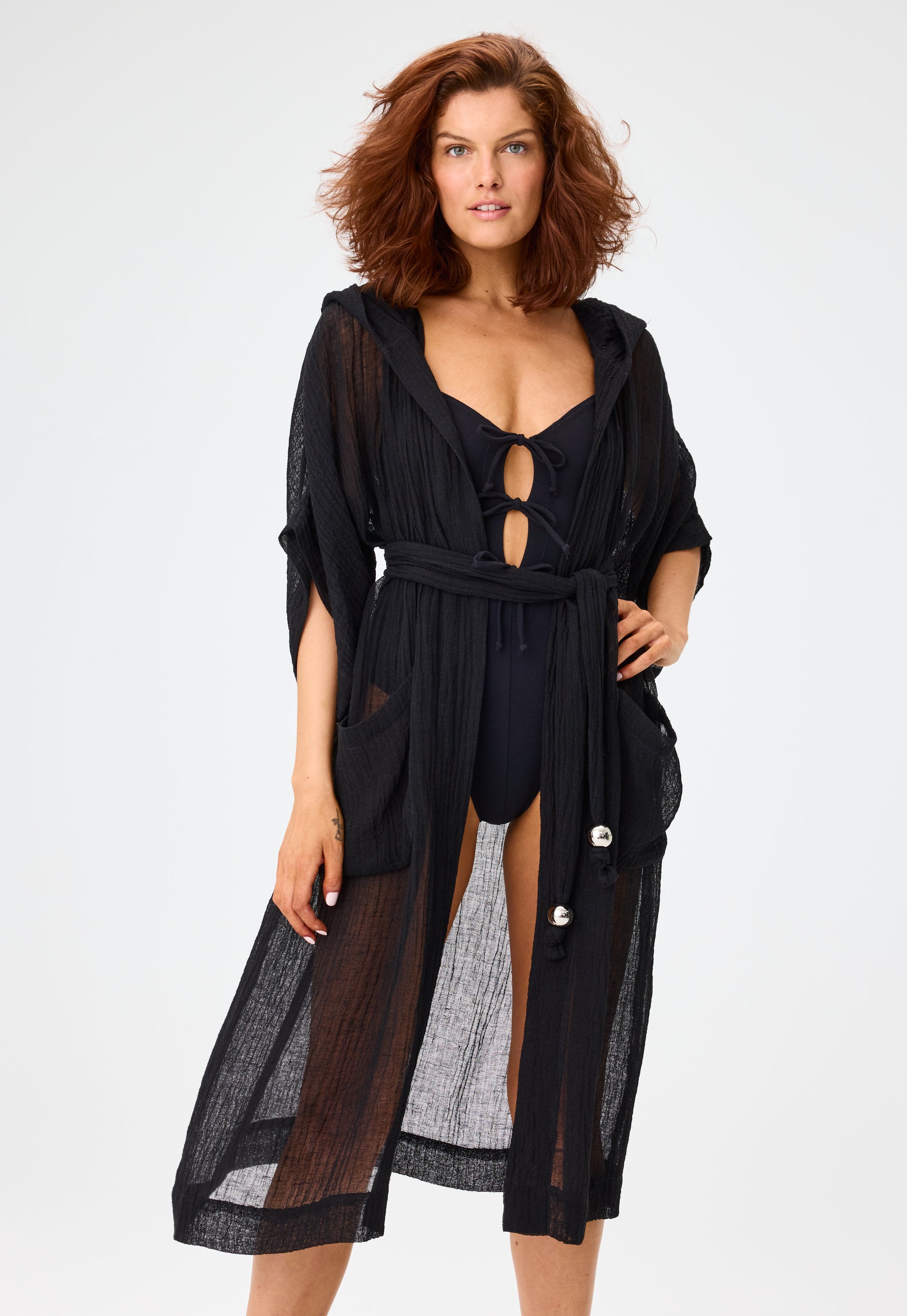 THE DRESSING GOWN in BLACK SORRENTO GAUZE