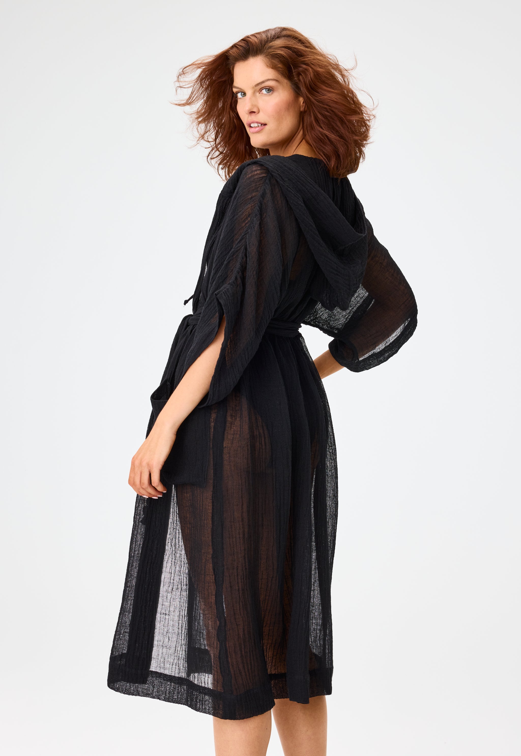 THE DRESSING GOWN in BLACK SORRENTO GAUZE