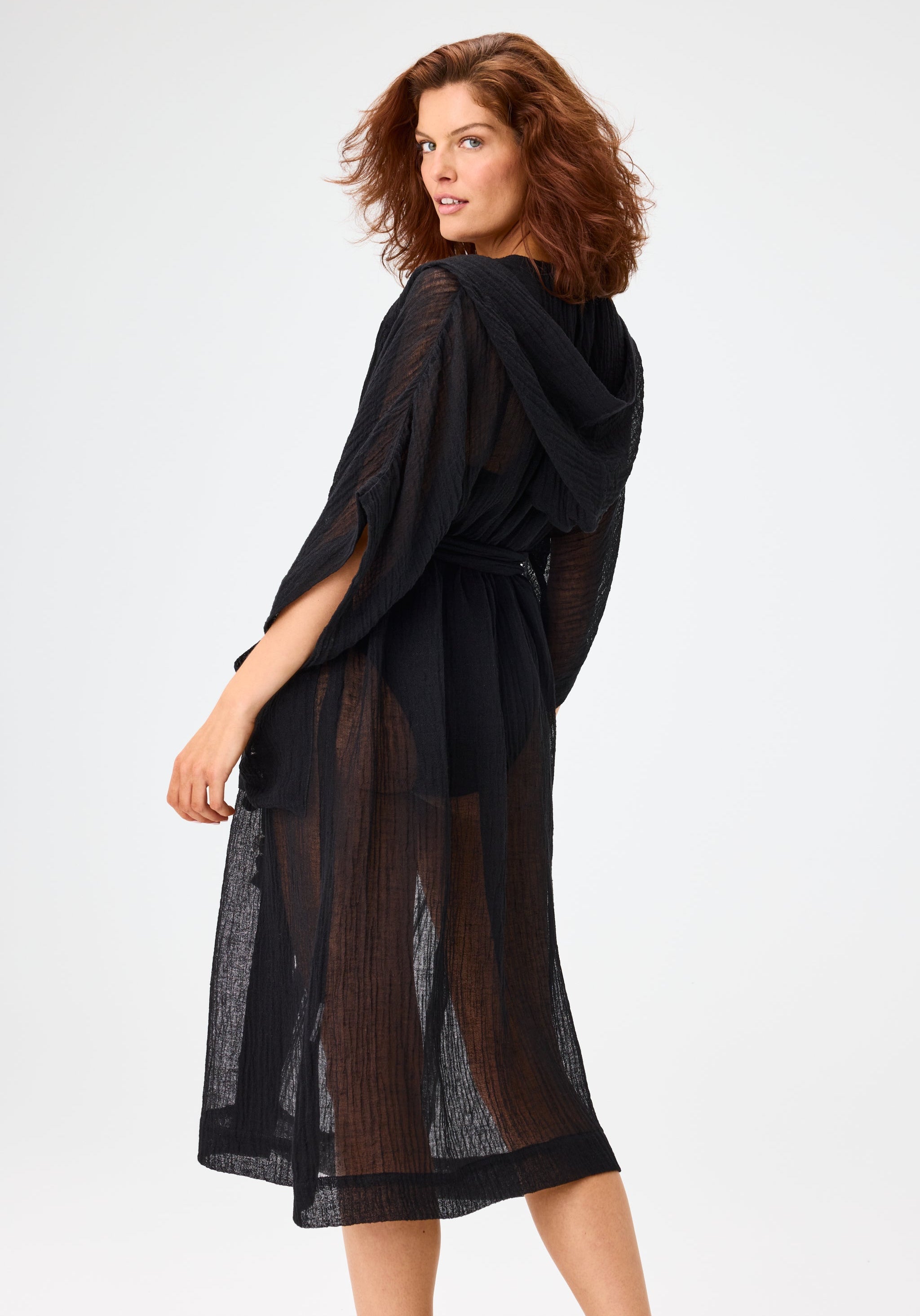 THE DRESSING GOWN in BLACK SORRENTO GAUZE