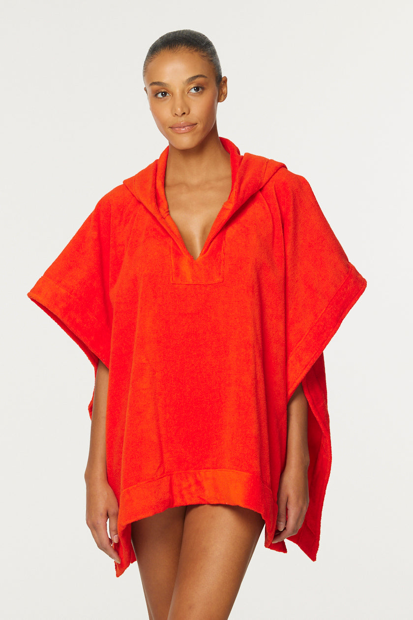 THE BEACH PONCHO in TOMATO TERRY CLOTH
