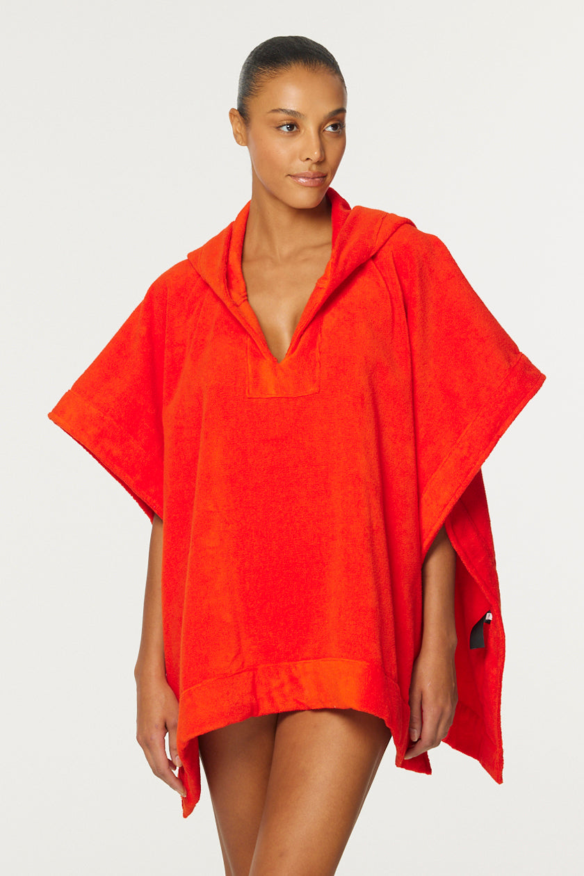 THE BEACH PONCHO in TOMATO TERRY CLOTH