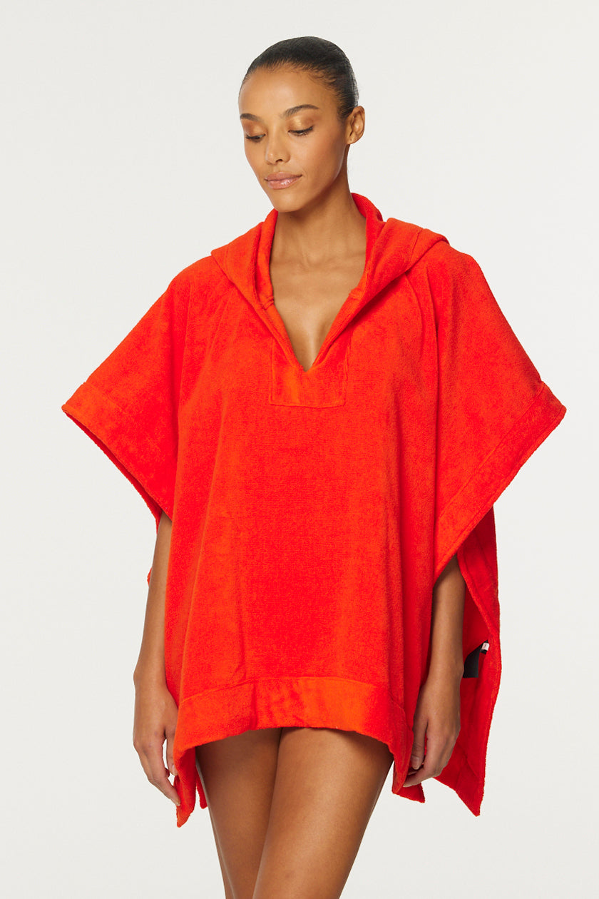 THE BEACH PONCHO in TOMATO TERRY CLOTH