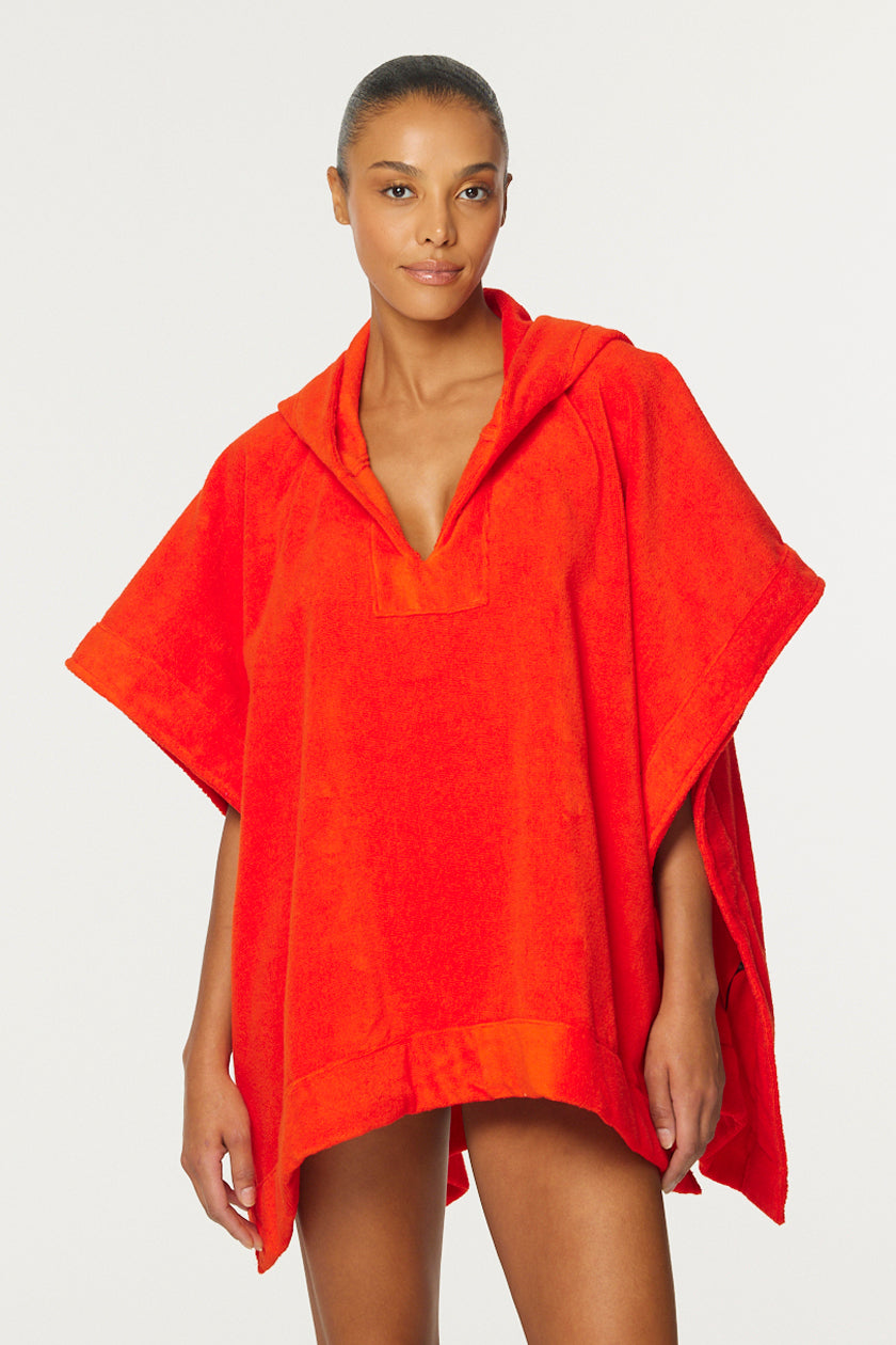 THE BEACH PONCHO in TOMATO TERRY CLOTH