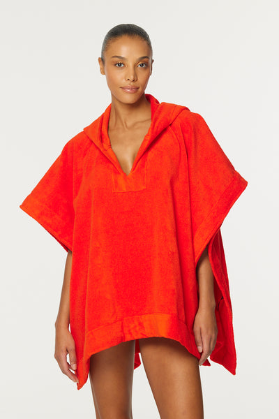 THE BEACH PONCHO in TOMATO TERRY CLOTH