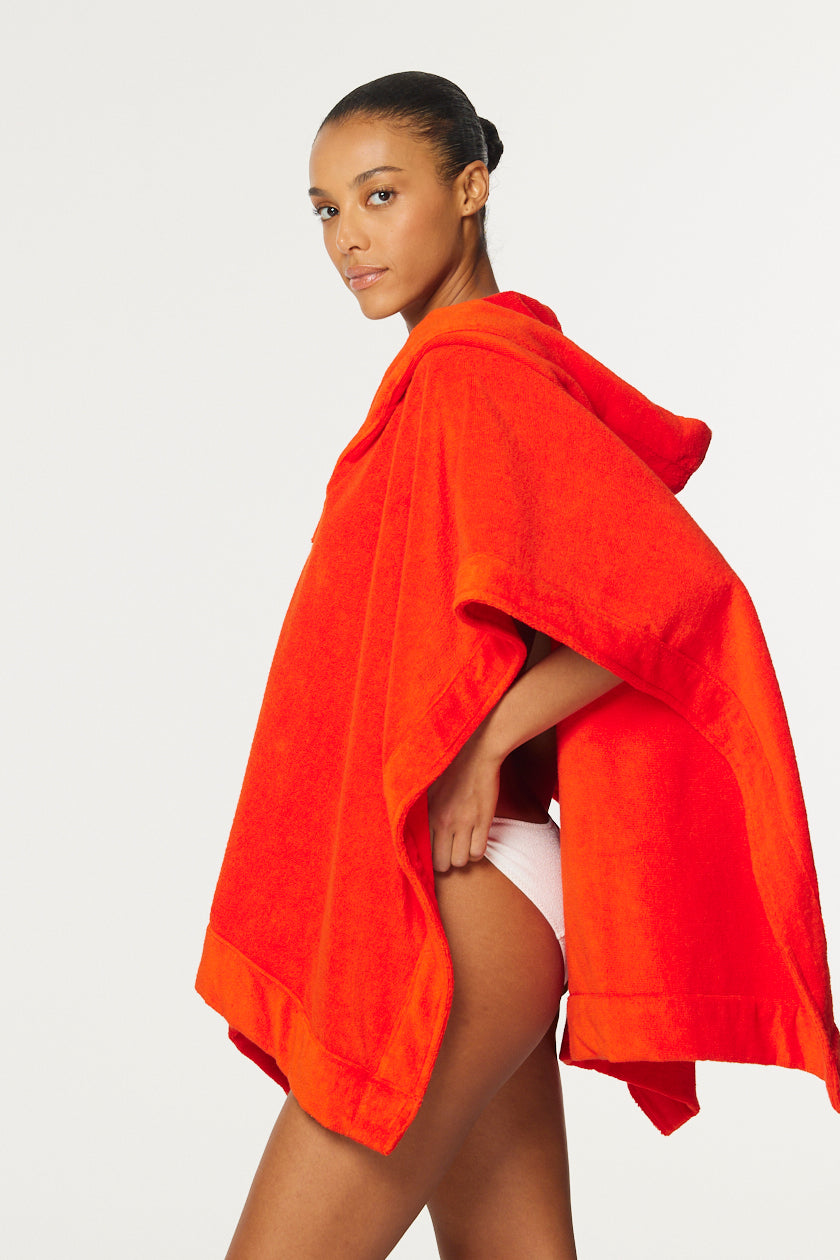 THE BEACH PONCHO in TOMATO TERRY CLOTH