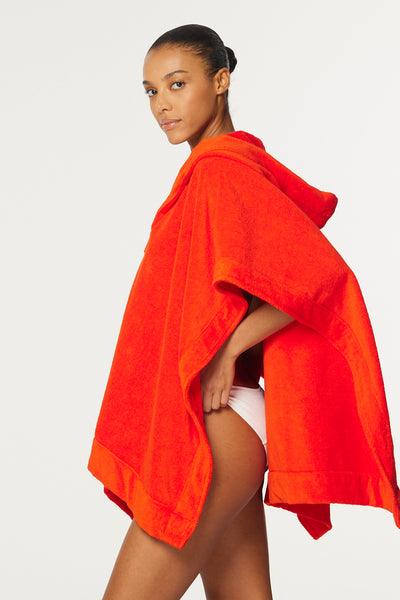 THE BEACH PONCHO in TOMATO TERRY CLOTH