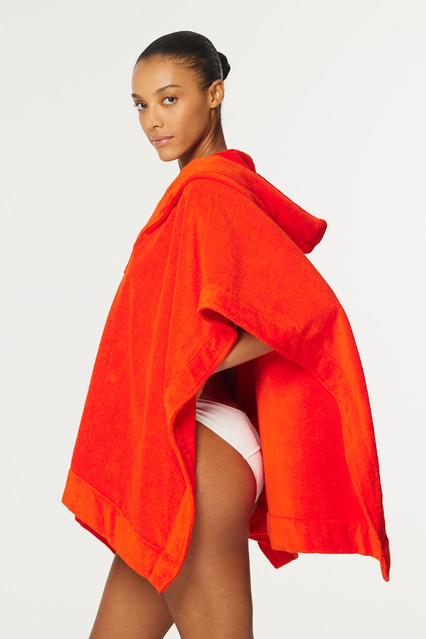 THE BEACH PONCHO in TOMATO TERRY CLOTH
