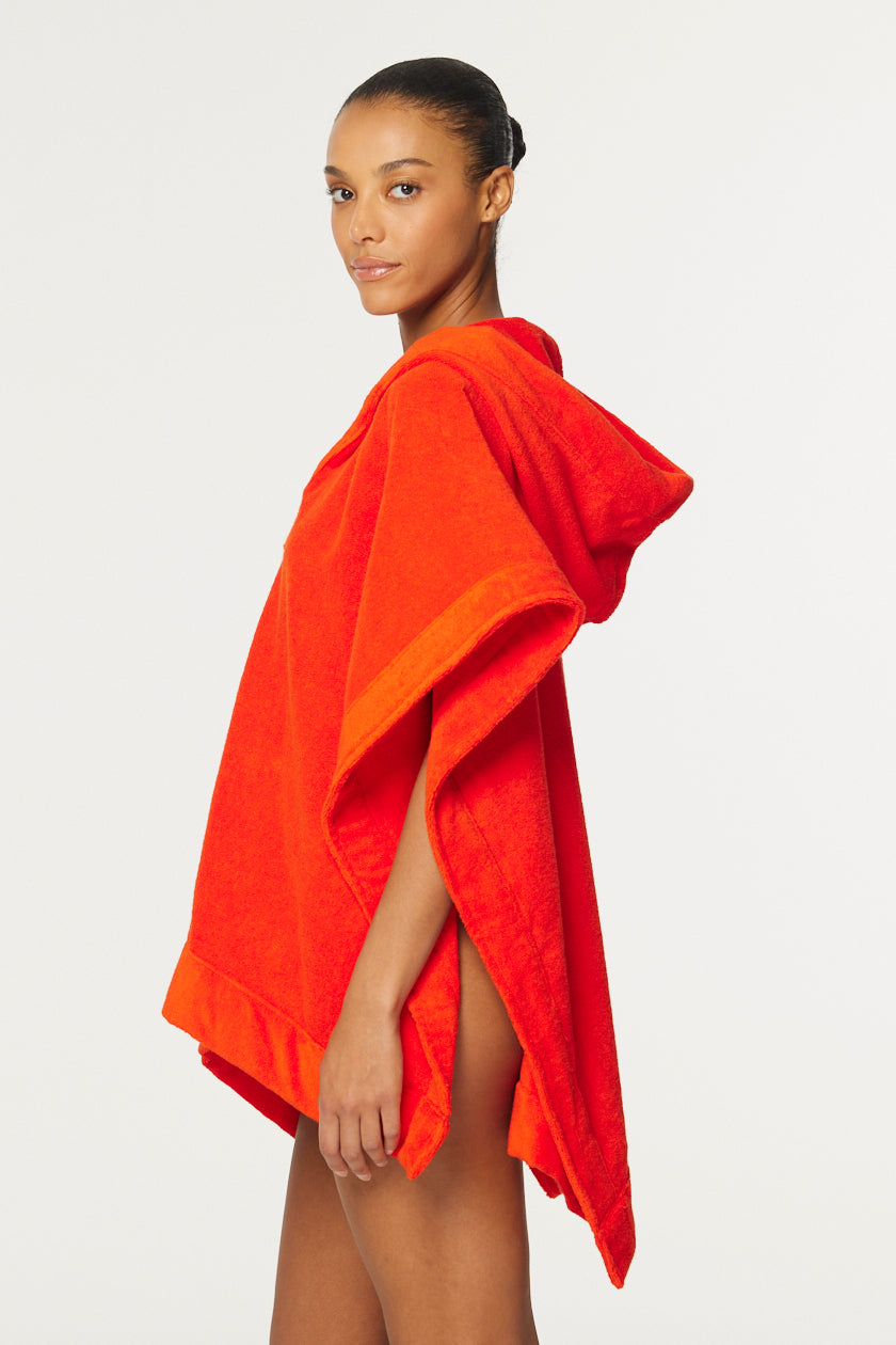 THE BEACH PONCHO in TOMATO TERRY CLOTH