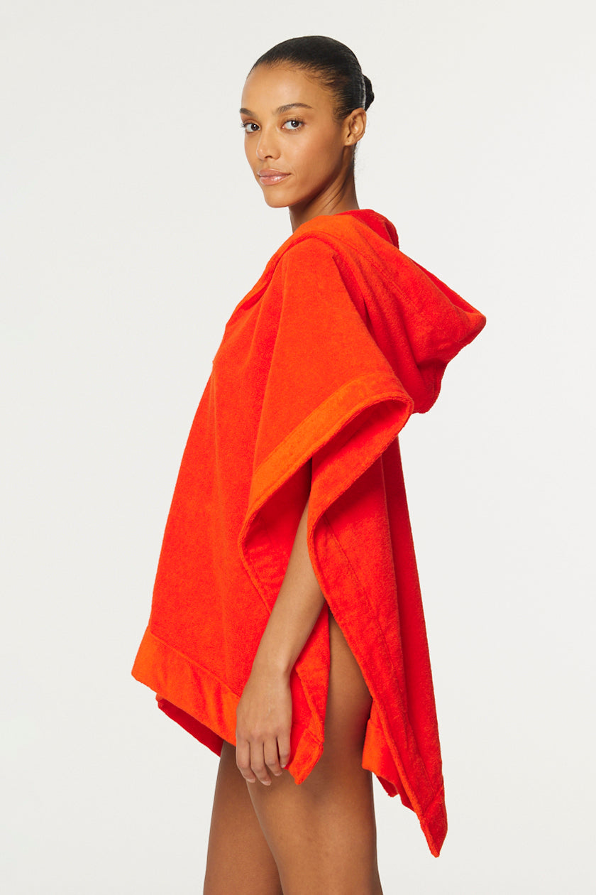THE BEACH PONCHO in TOMATO TERRY CLOTH
