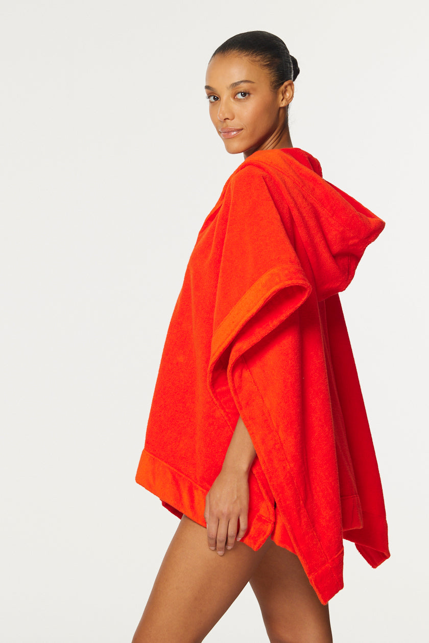 THE BEACH PONCHO in TOMATO TERRY CLOTH