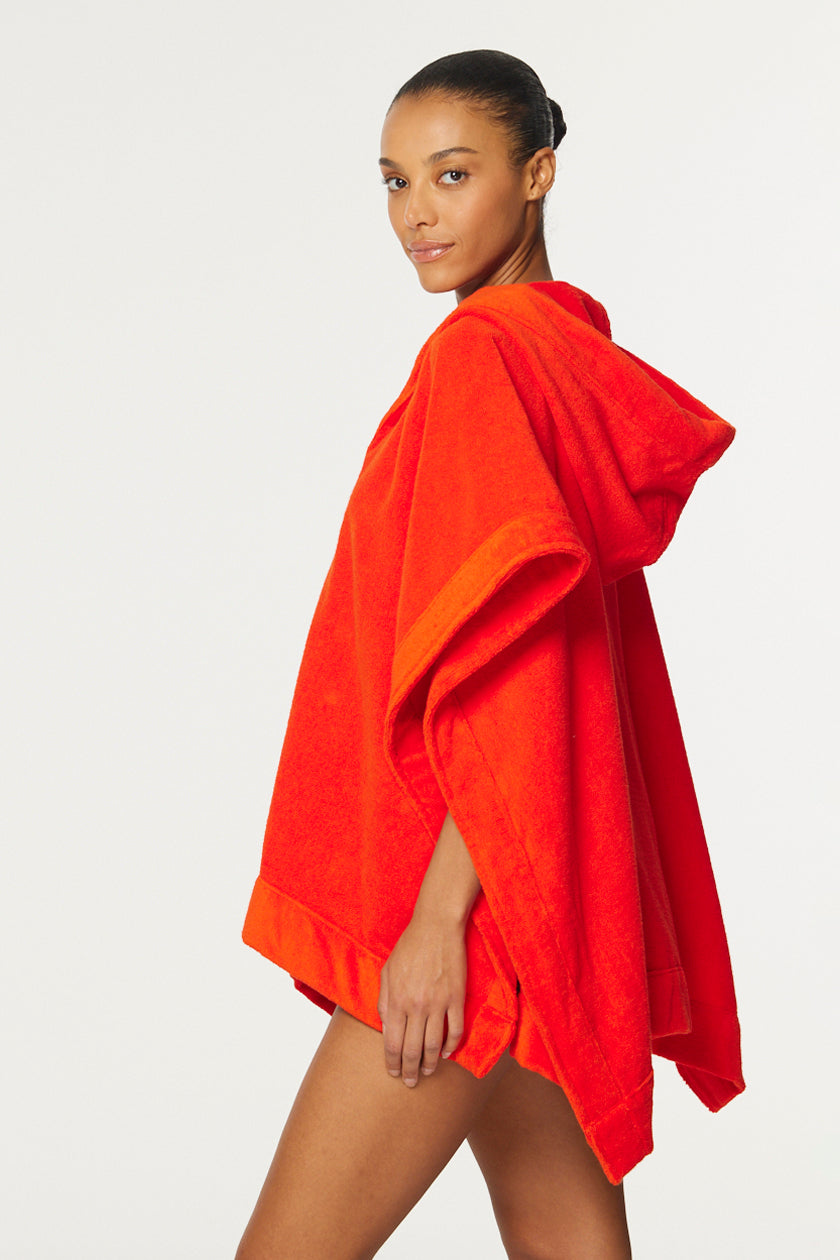 THE BEACH PONCHO in TOMATO TERRY CLOTH