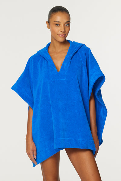 THE BEACH PONCHO in COBALT BLUE TERRY CLOTH