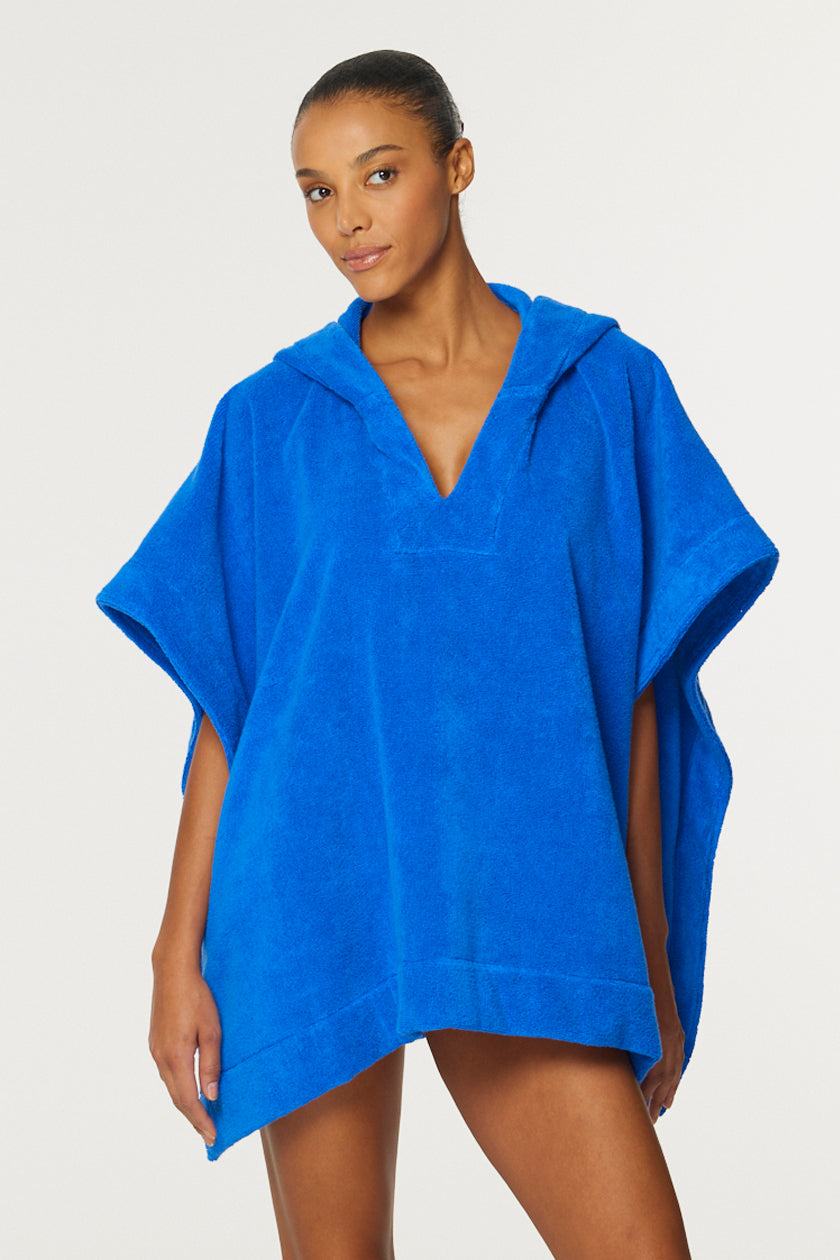 THE BEACH PONCHO in COBALT BLUE TERRY CLOTH