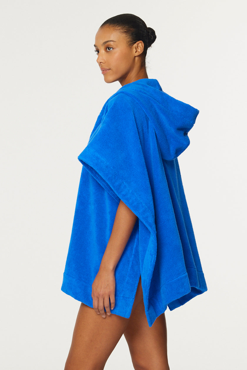 THE BEACH PONCHO in COBALT BLUE TERRY CLOTH