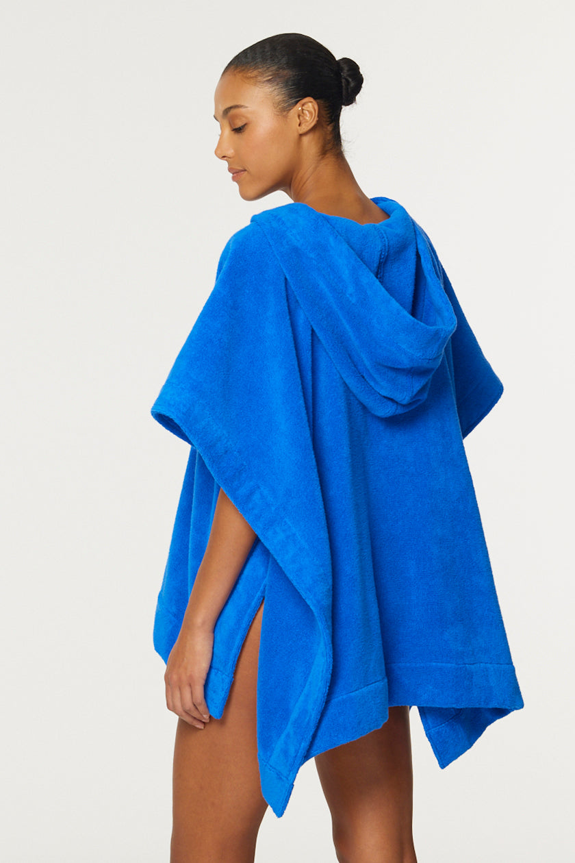 THE BEACH PONCHO in COBALT BLUE TERRY CLOTH
