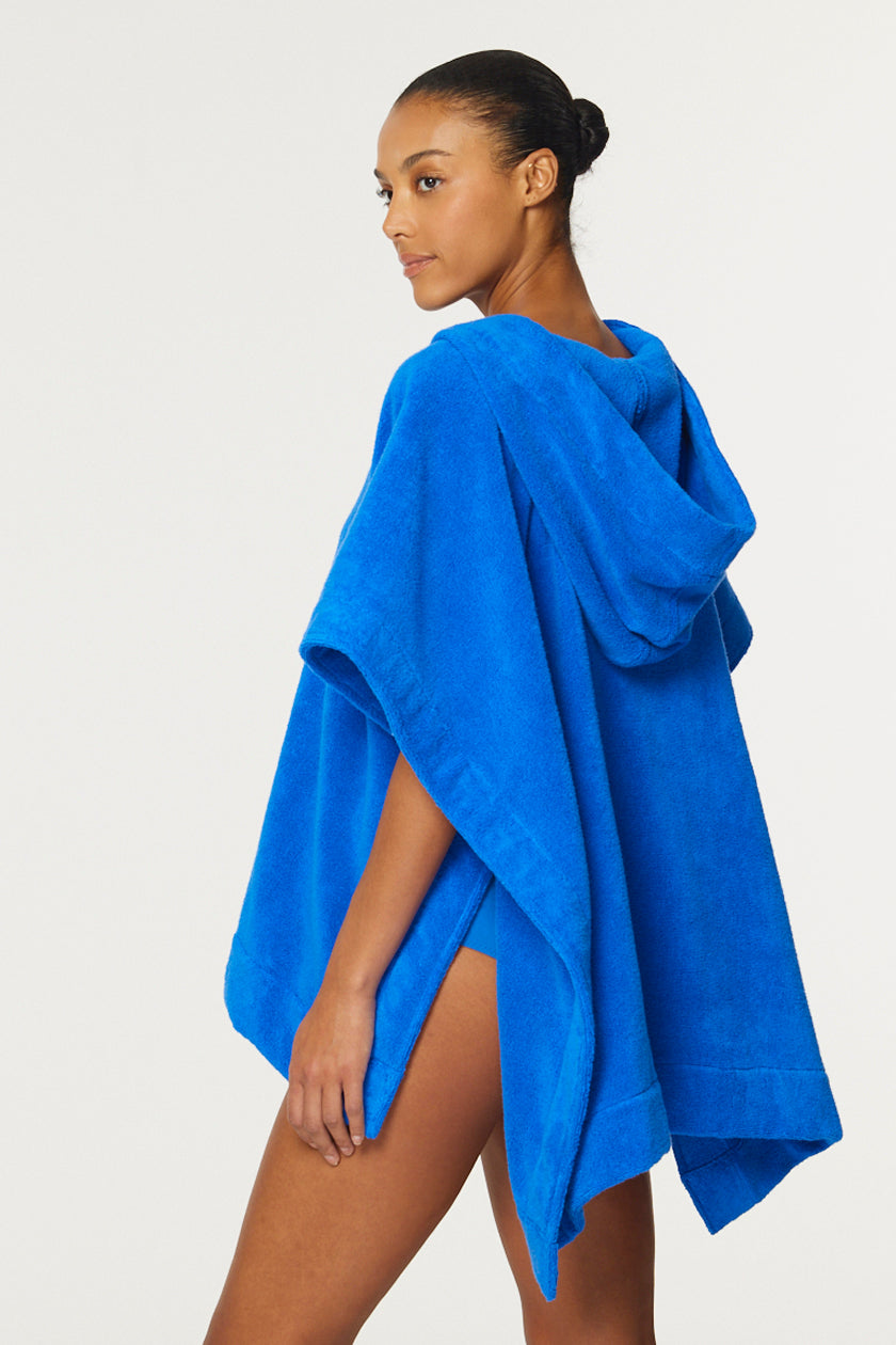 THE BEACH PONCHO in COBALT BLUE TERRY CLOTH
