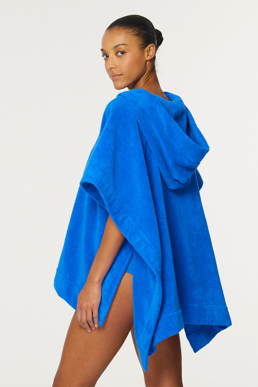 THE BEACH PONCHO in COBALT BLUE TERRY CLOTH