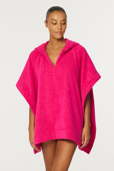 THE BEACH PONCHO in FUCHSIA TERRY CLOTH