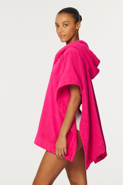 THE BEACH PONCHO in FUCHSIA TERRY CLOTH