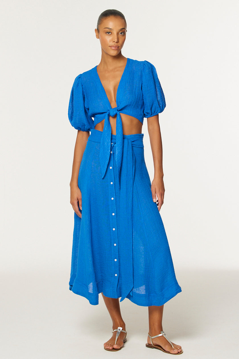 THE BEACH SKIRT in COBALT BLUE GAUZE