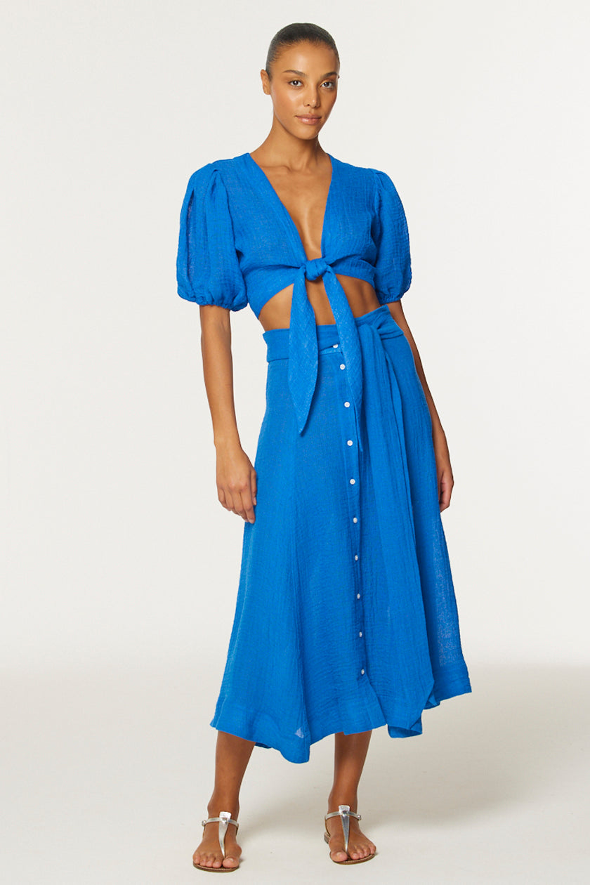 THE BEACH SKIRT in COBALT BLUE GAUZE