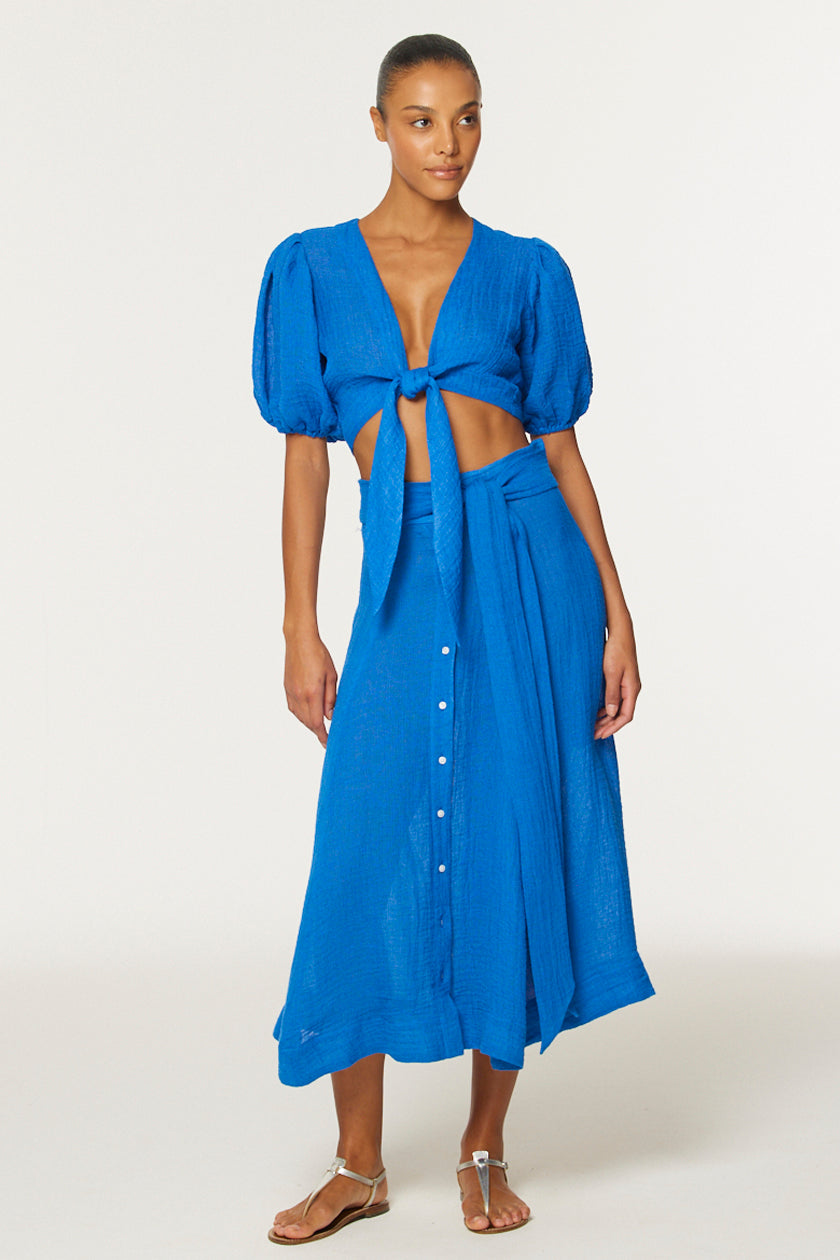 THE BEACH SKIRT in COBALT BLUE GAUZE