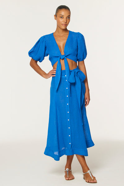 THE BEACH SKIRT in COBALT BLUE GAUZE