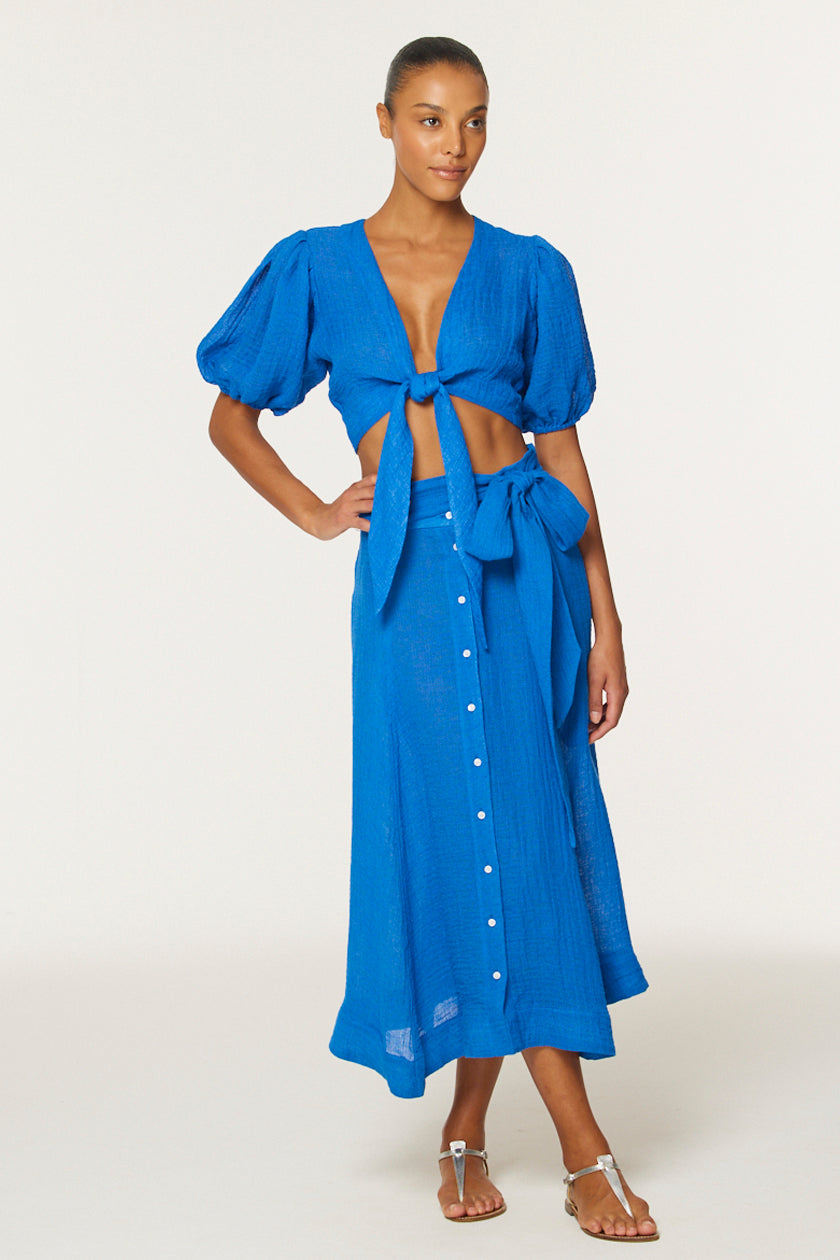 THE BEACH SKIRT in COBALT BLUE GAUZE