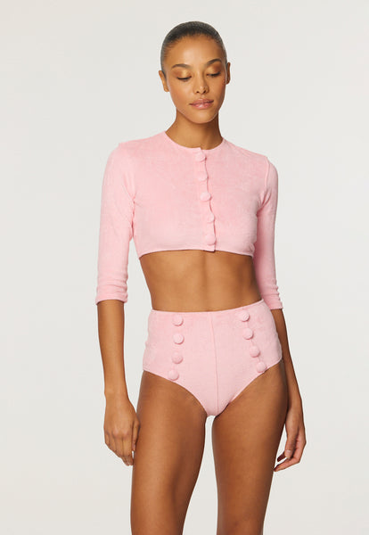 THE CARDIGAN in PINK TERRY CLOTH
