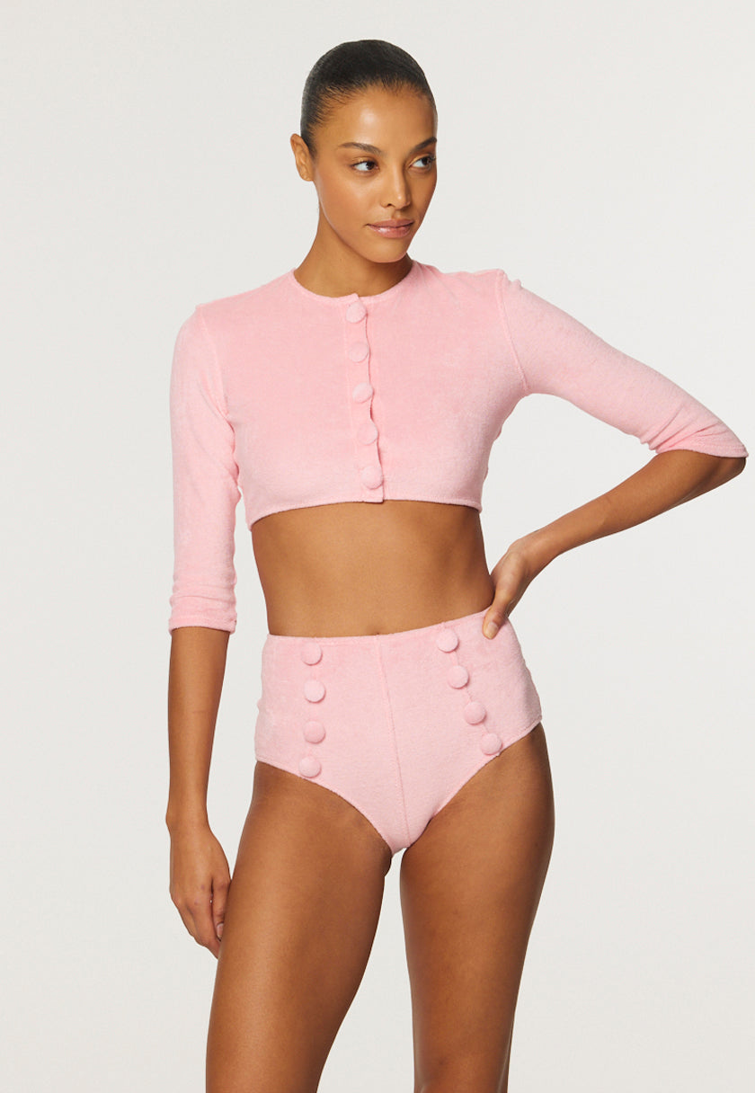 THE CARDIGAN in PINK TERRY CLOTH