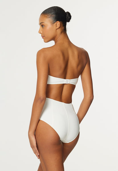 THE POPPY HIGH-WAIST BIKINI in WHITE TEXTURED JACQUARD