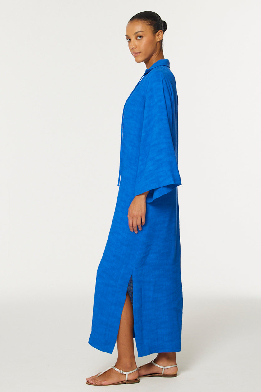 THE TUNIC CAFTAN in COBALT BLUE SHANTUNG