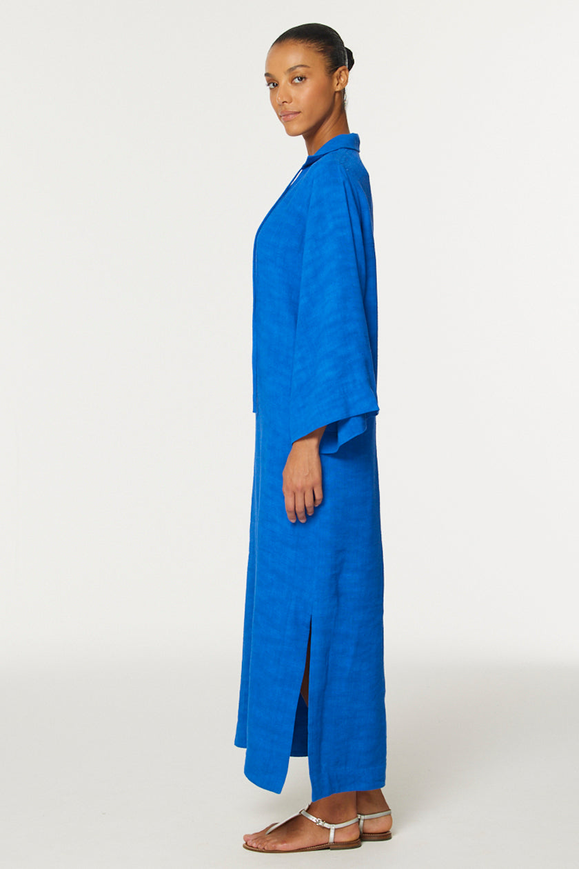 THE TUNIC CAFTAN in COBALT BLUE SHANTUNG