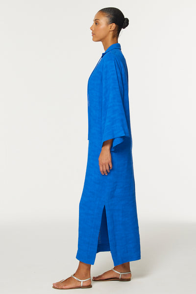THE TUNIC CAFTAN in COBALT BLUE SHANTUNG