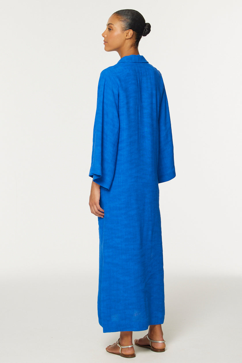THE TUNIC CAFTAN in COBALT BLUE SHANTUNG