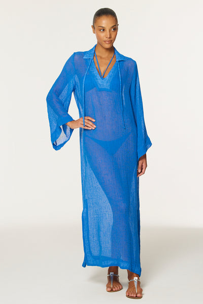 THE TUNIC CAFTAN in COBALT BLUE SORRENTO GAUZE