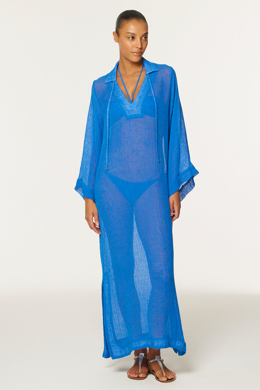 THE TUNIC CAFTAN in COBALT BLUE SORRENTO GAUZE