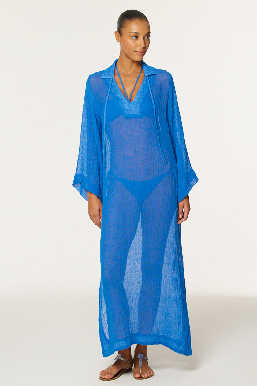 THE TUNIC CAFTAN in COBALT BLUE SORRENTO GAUZE