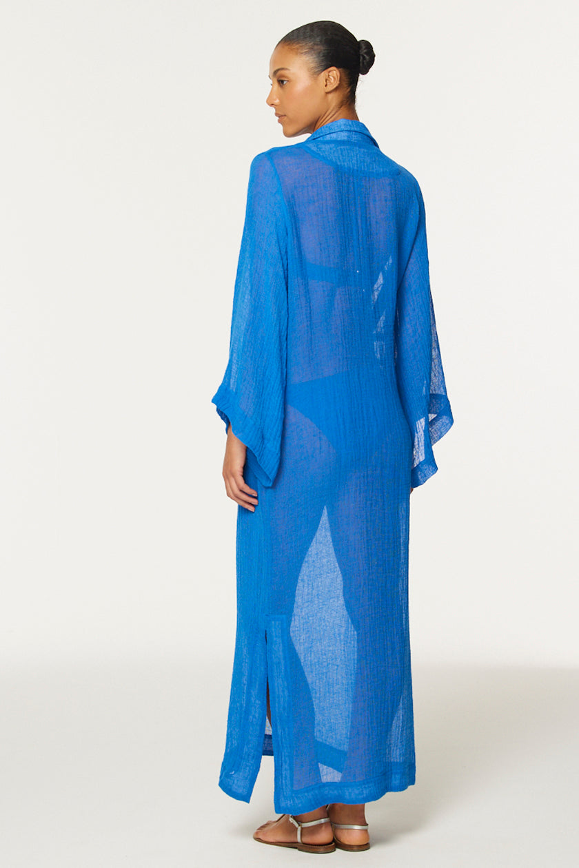 THE TUNIC CAFTAN in COBALT BLUE SORRENTO GAUZE