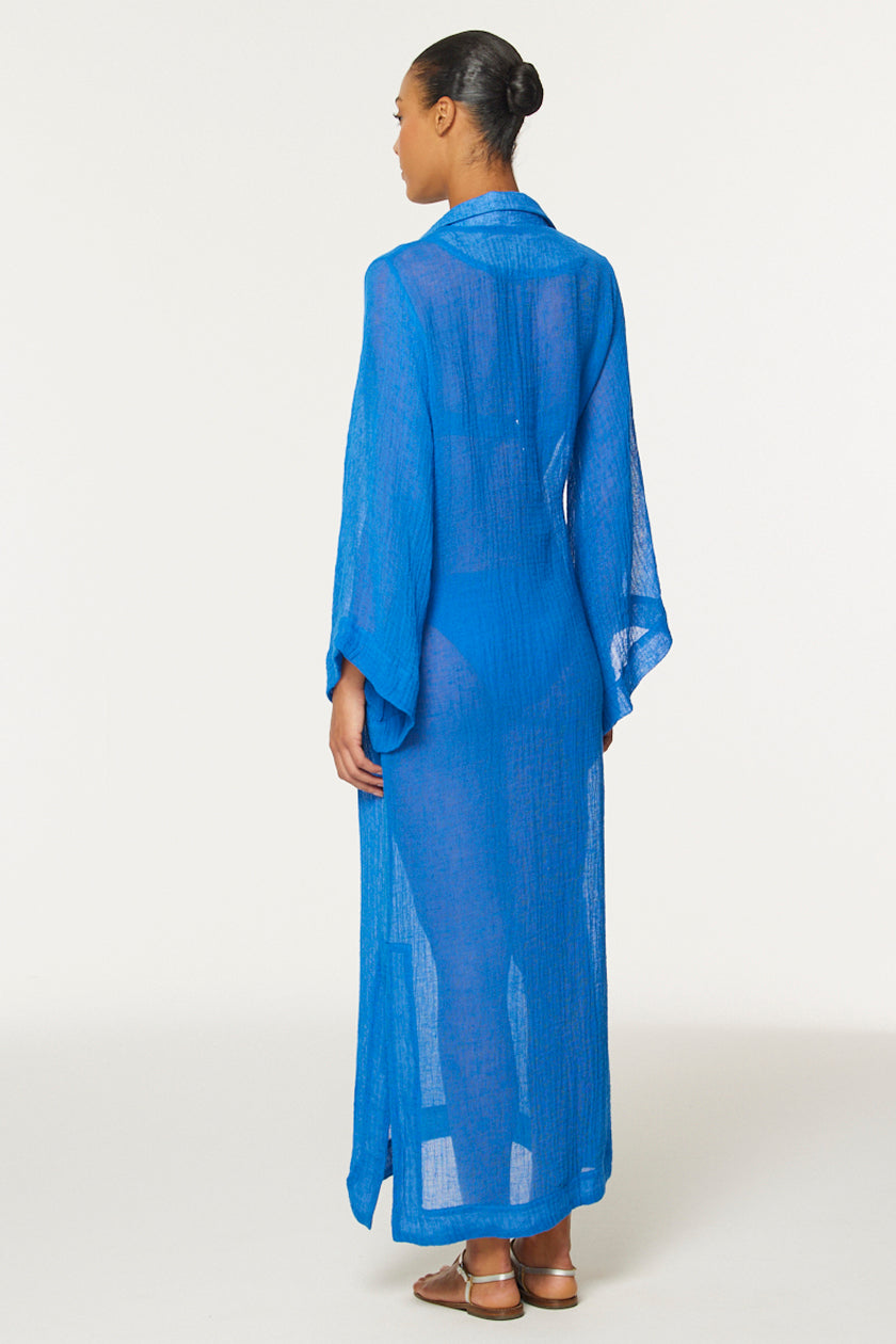 THE TUNIC CAFTAN in COBALT BLUE SORRENTO GAUZE