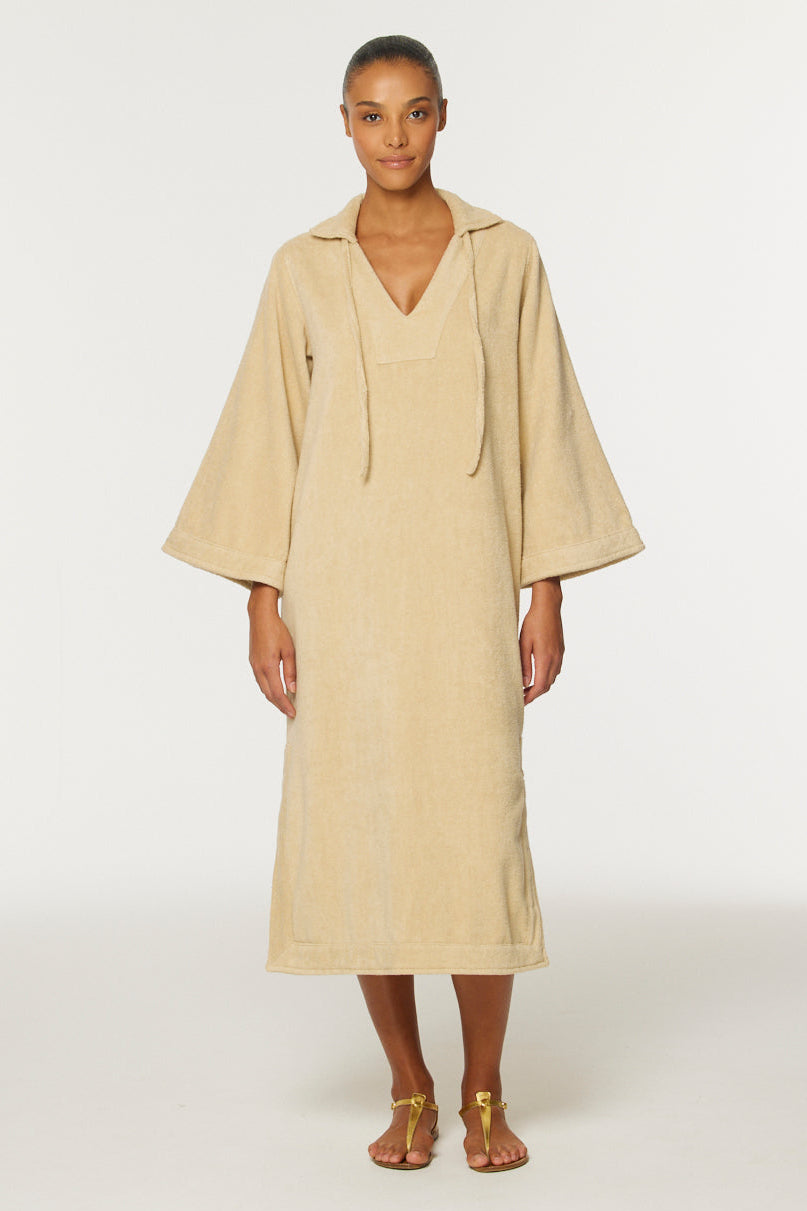 THE TUNIC CAFTAN in SAND TERRY CLOTH – Lisa Marie Fernandez THE TUNIC CAFTAN in SAND TERRY CLOTH – Lisa Marie Fernandez