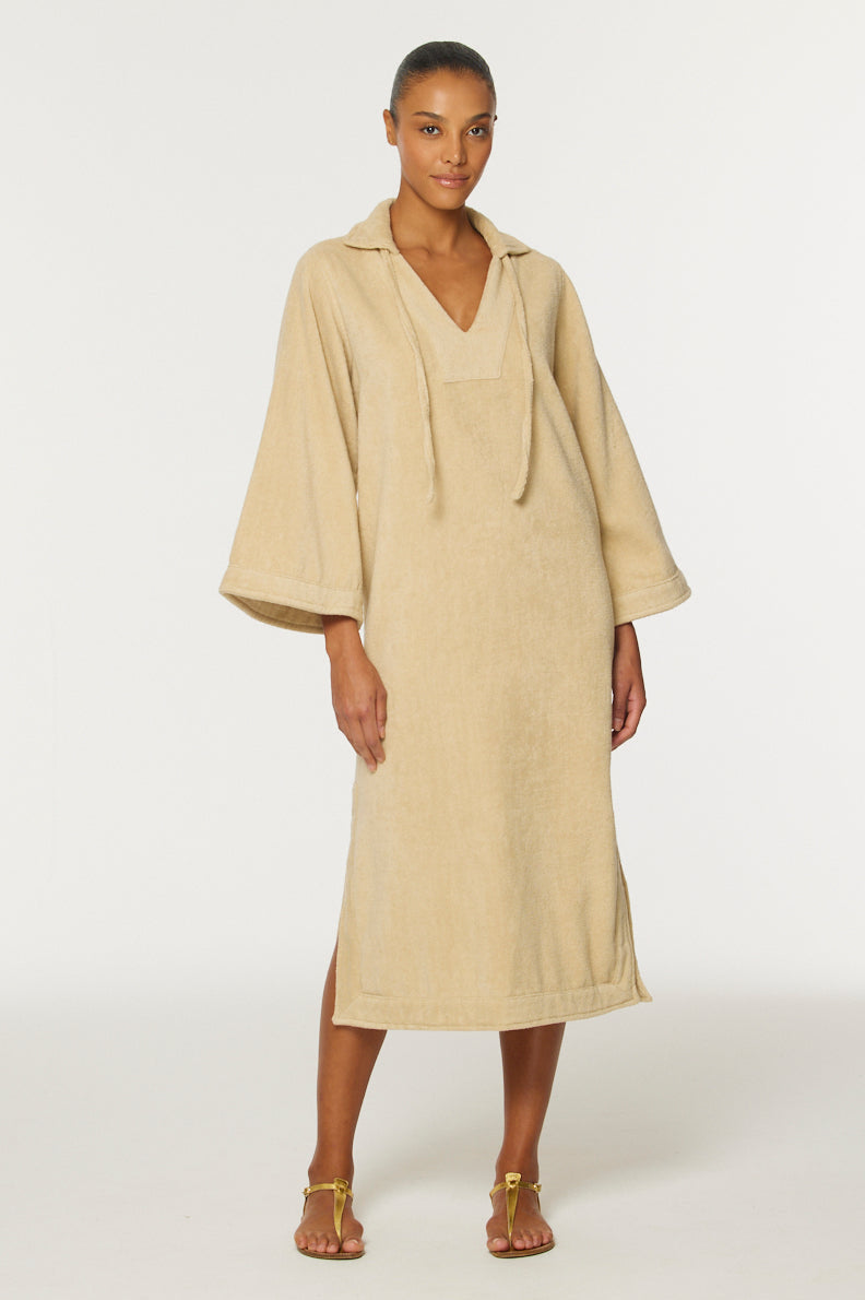 THE TUNIC CAFTAN in SAND TERRY CLOTH – Lisa Marie Fernandez