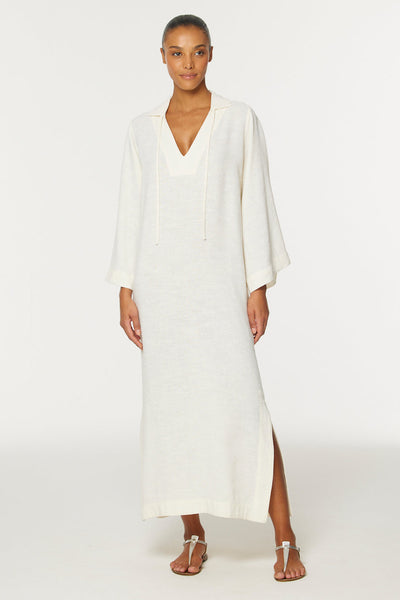 THE TUNIC CAFTAN in WHITE SHANTUNG