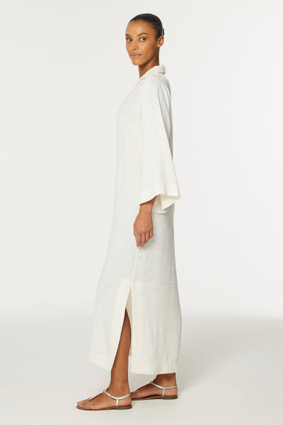 THE TUNIC CAFTAN in WHITE SHANTUNG