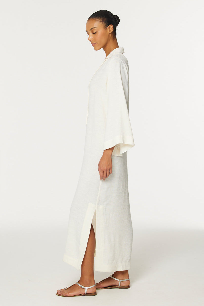 THE TUNIC CAFTAN in WHITE SHANTUNG