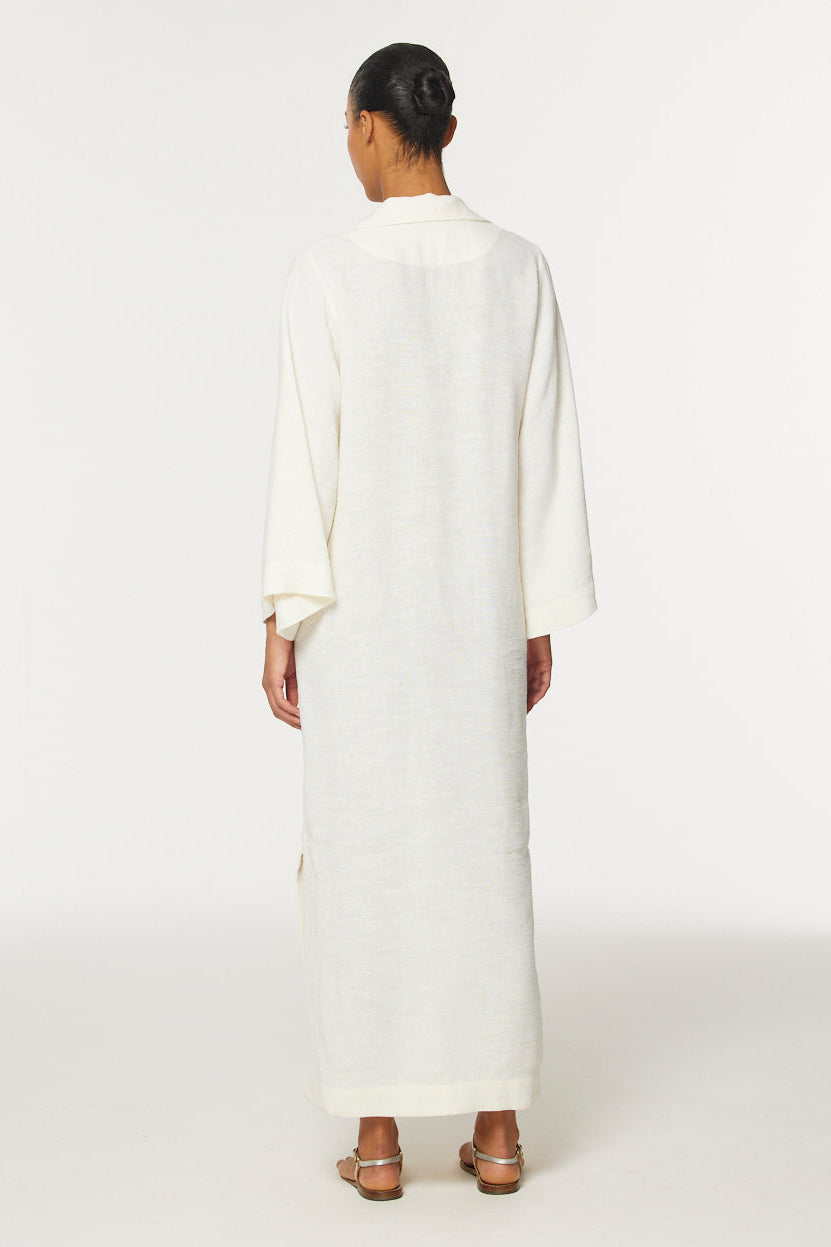 THE TUNIC CAFTAN in WHITE SHANTUNG – Lisa Marie Fernandez